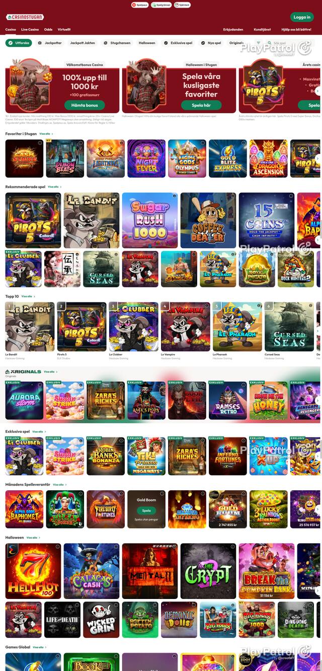 Capture of the front page of casinostugan.com (casinostugan.com) on 23 October 2026