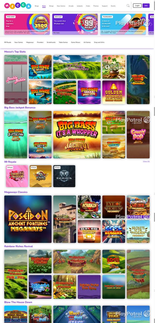 Capture of the front page of Mecca Bingo (meccabingo.com) on 7 October 2026