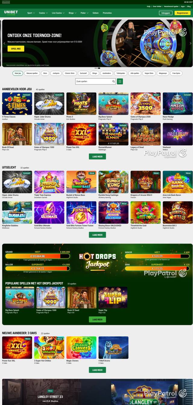 Homepage capture of Unibet recorded during the scan