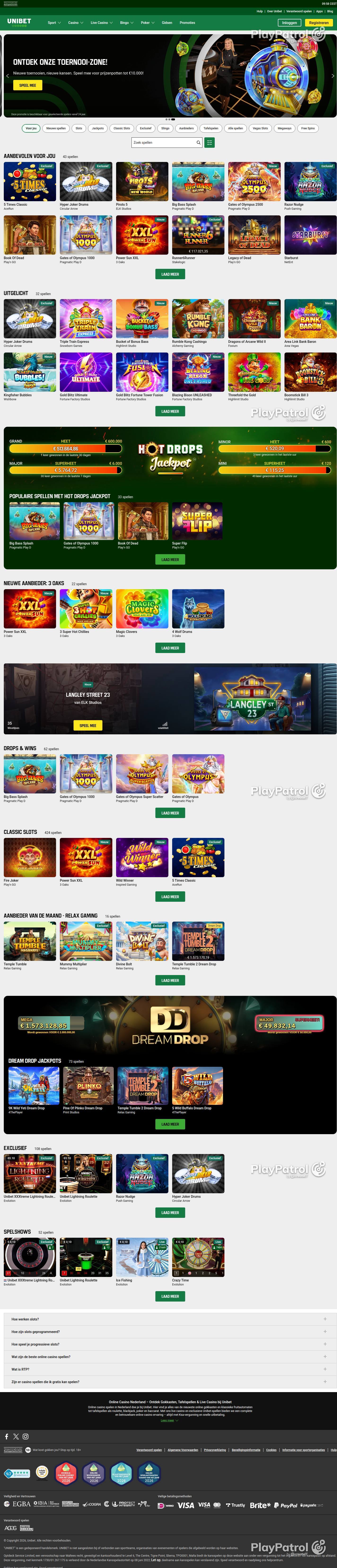 Full capture of Unibet recorded during the scan