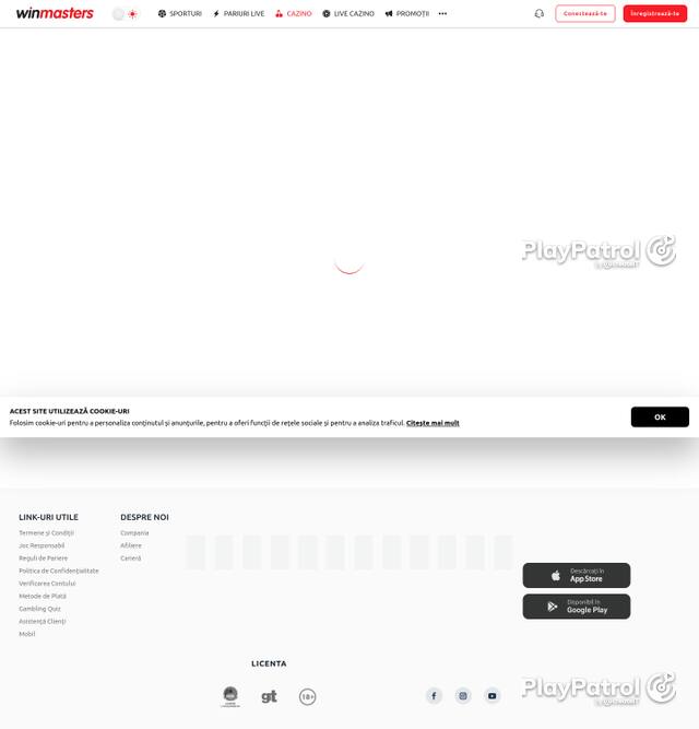 Homepage capture of Winmasters recorded during the scan
